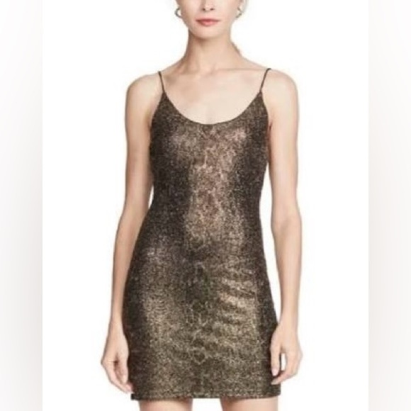 Alice + Olivia Dresses & Skirts - Alice + Olivia Gold Metallic Mini Dress Spaghetti Strap Party Dress NWT Size 8